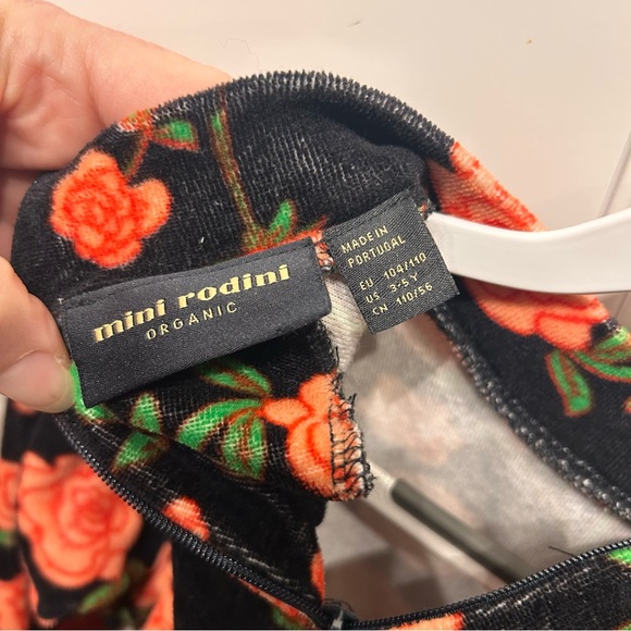 MINI RODINI ROSES VELOUR LONG SLEEVE DRESS size 3-5 - Picture 6 of 6